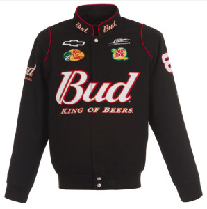 # 8 Dale Earnhardt Jr. - Full-Snap Racing Jacke Budweiser Design in schwarz